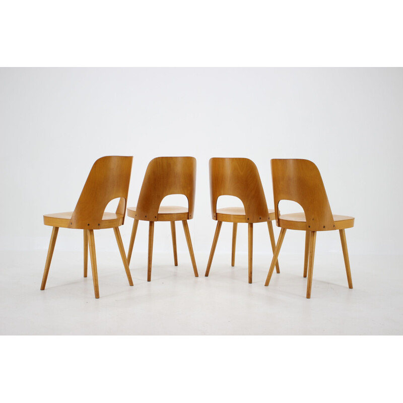 Set of 4 Vintage Beech Dining Chairs by Oswald Haerdtl for TonThonet, Czechoslovakia 1960s