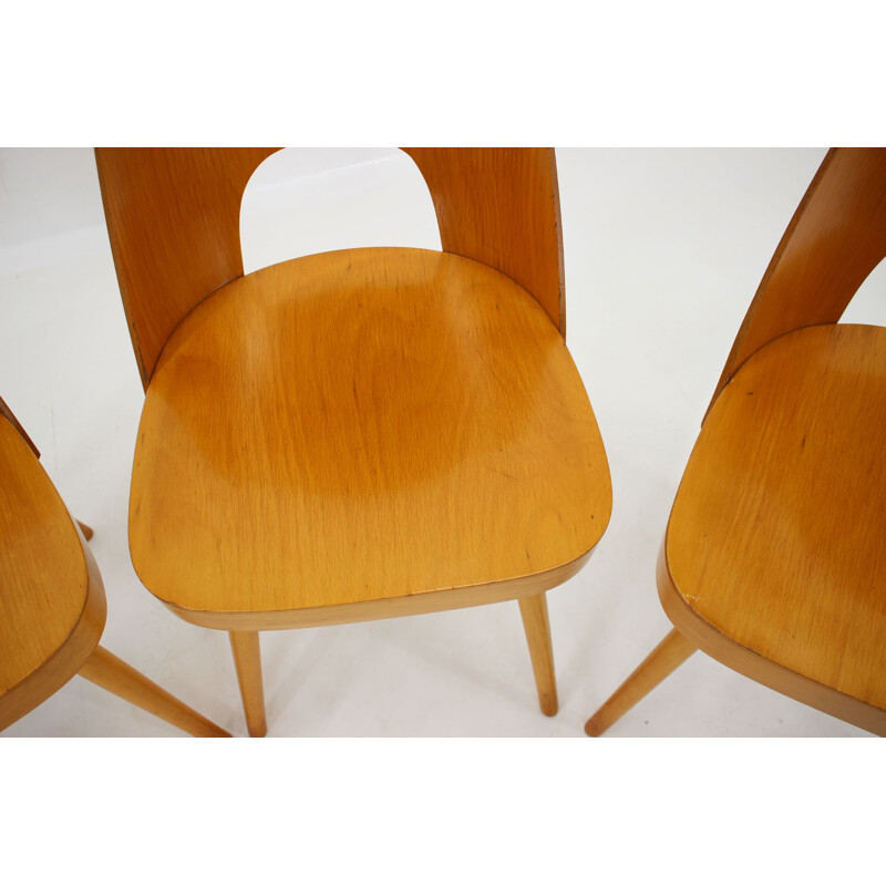 Set of 4 Vintage Beech Dining Chairs by Oswald Haerdtl for TonThonet, Czechoslovakia 1960s