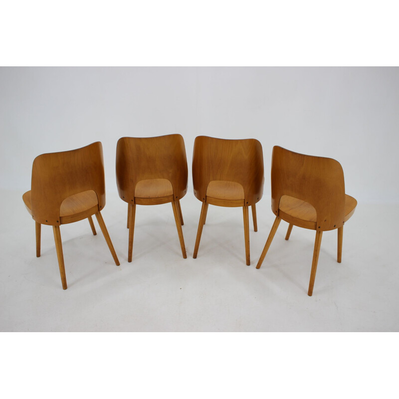 Set of 4 Vintage Beech Dining Chairs by Oswald Haerdtl for TonThonet, Czechoslovakia 1960s