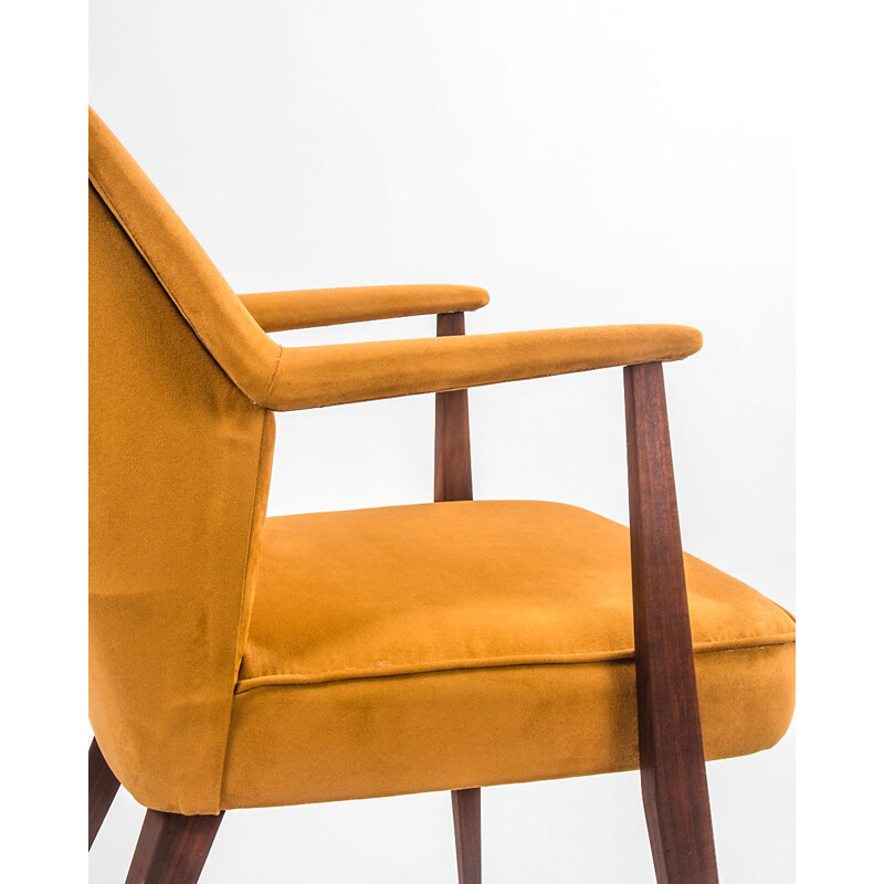 Vintage teak and Baghera fabric armchair