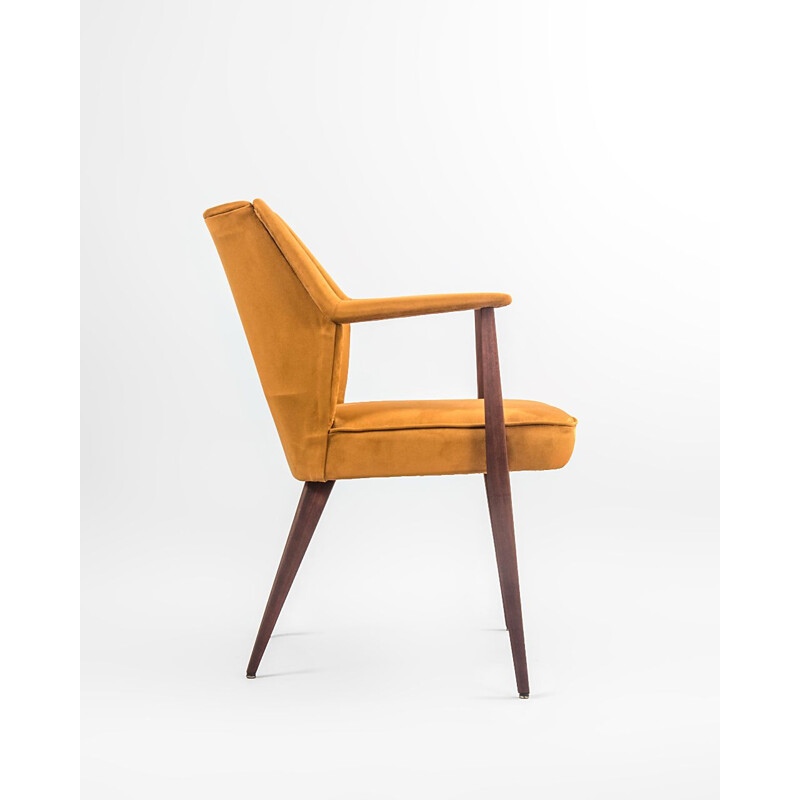 Vintage teak and Baghera fabric armchair