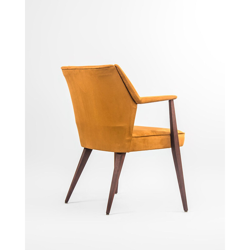 Vintage teak and Baghera fabric armchair