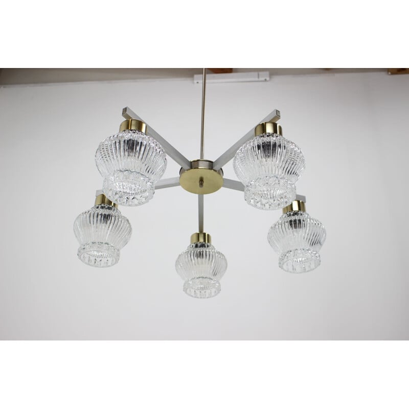 Vintage glass chandelier by Kamenicky Senov, Czechoslovakia 1970