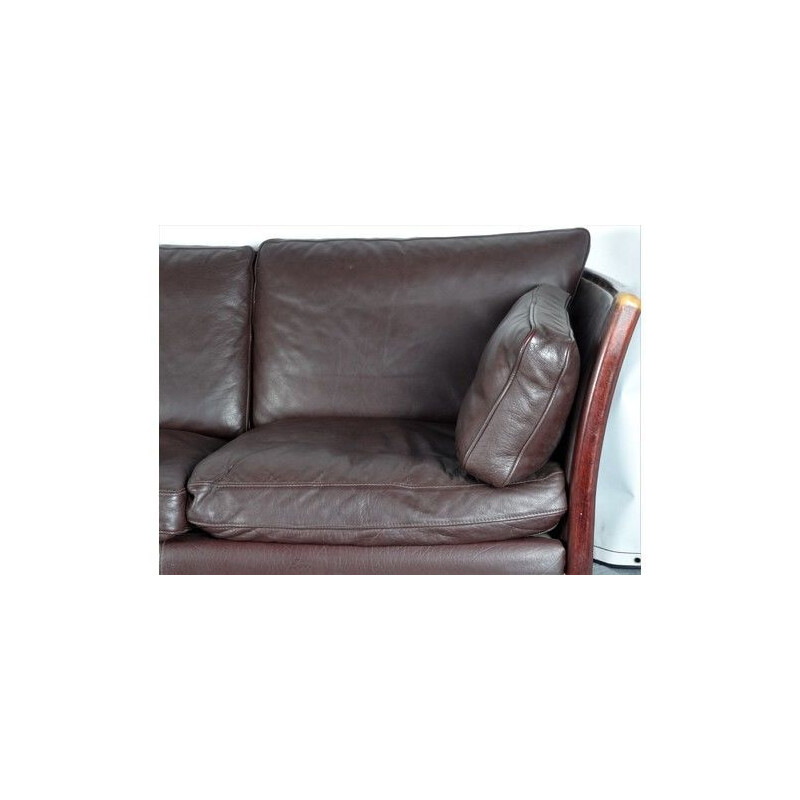 Vintage Stouby Chocolate Brown Leather Sofa