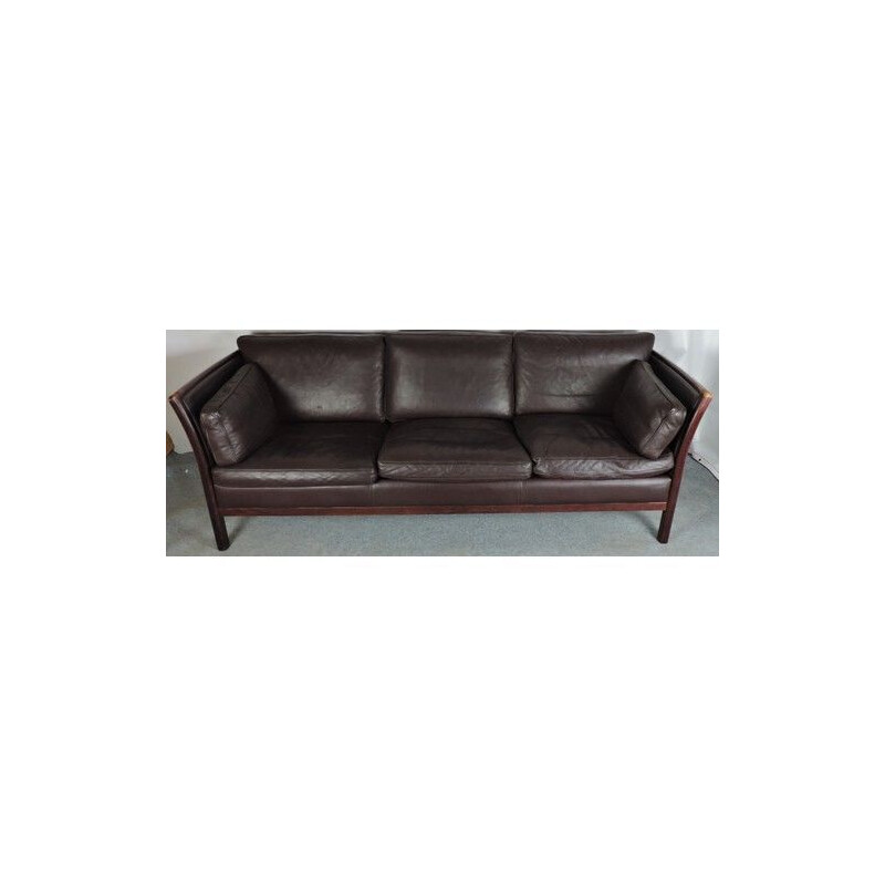 Vintage Stouby Chocolate Brown Leather Sofa