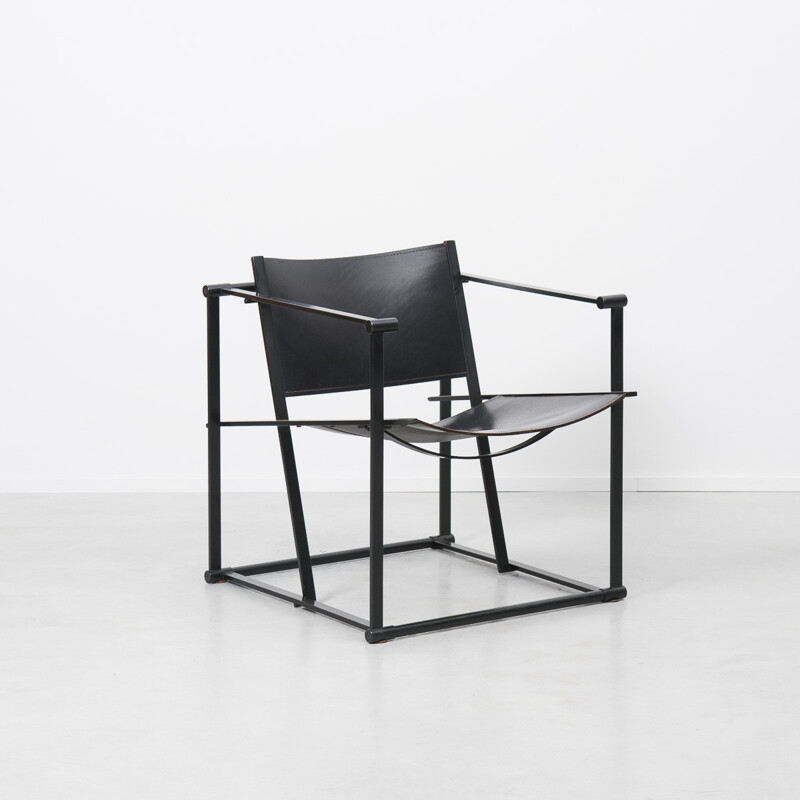 Paire de fauteuils "FM62" Pastoe en cuir noir, Radboud VAN BEEKUM - 1984