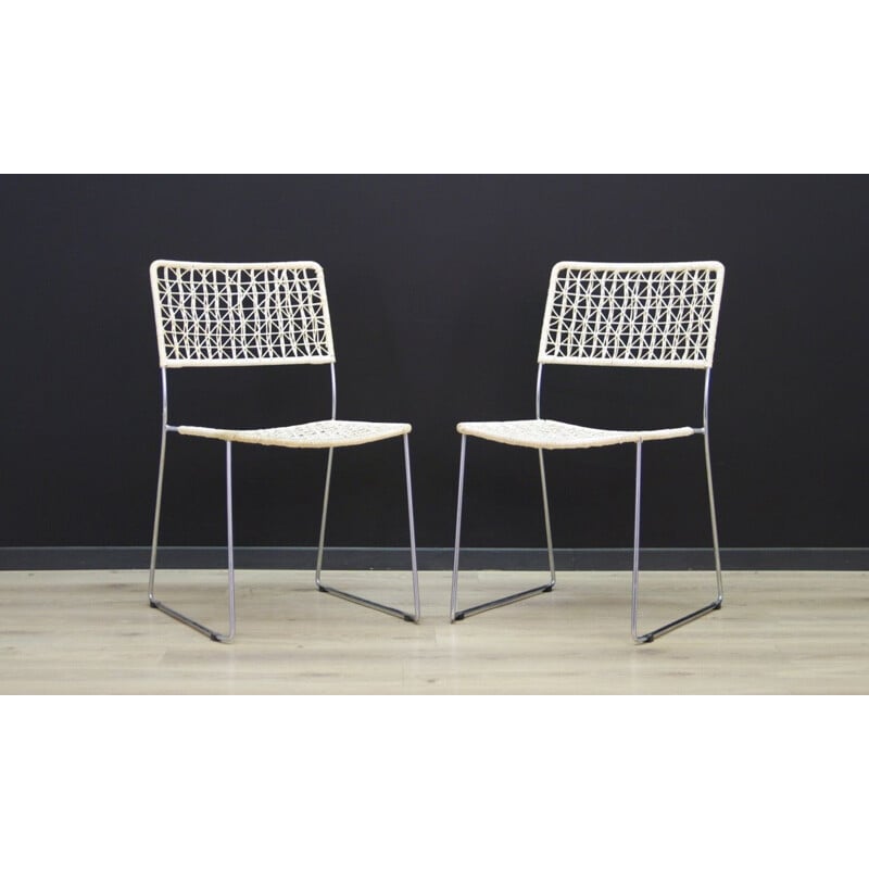 Pair of vintage dining chairs in aluminum scandinavian 1970