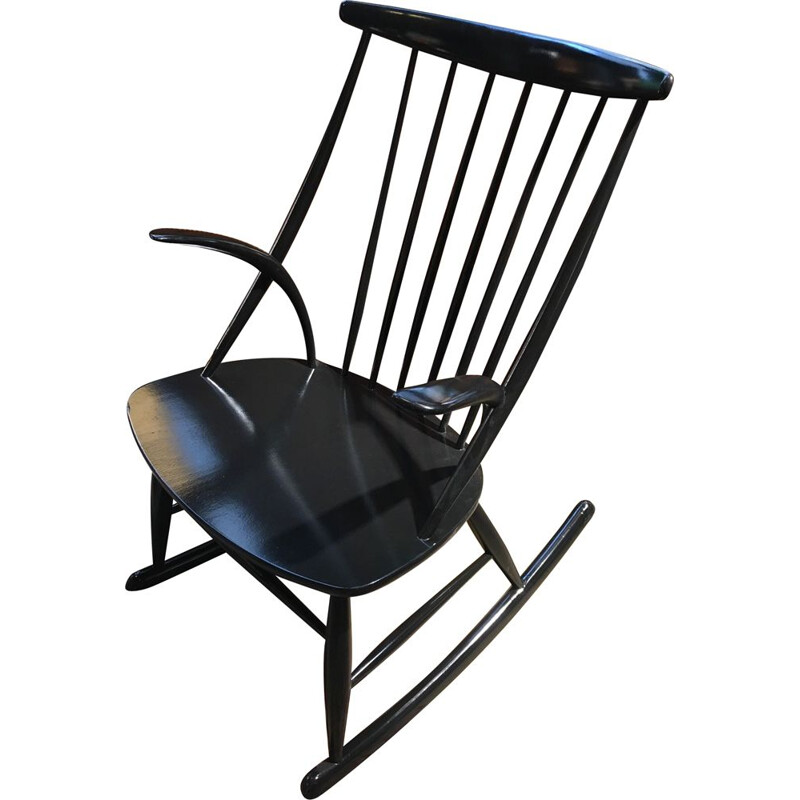 Vintage Rocking chair Illum Wikkelso for Danish Niels Eilersen 1960