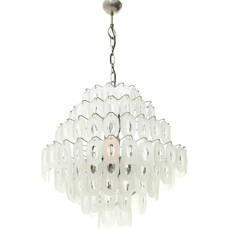 Vintage Chandelier with Glass Elements, Italian 1970s