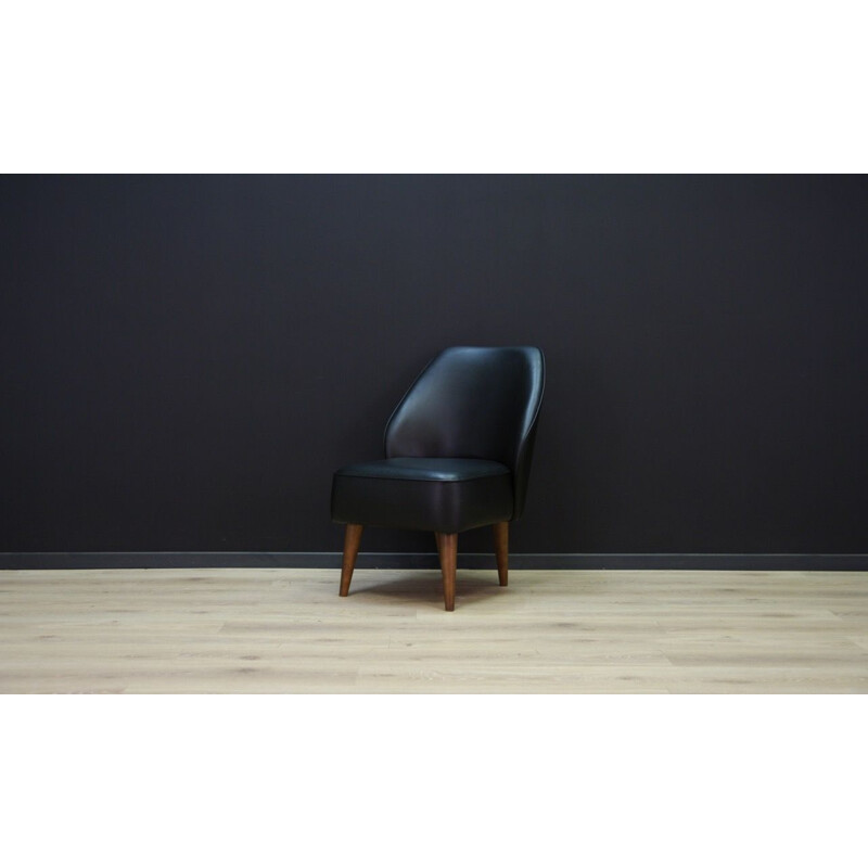 Vintage black leather armchair scandinavian 1990