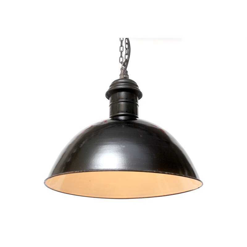 Industrial black hanging lamp - 1930s