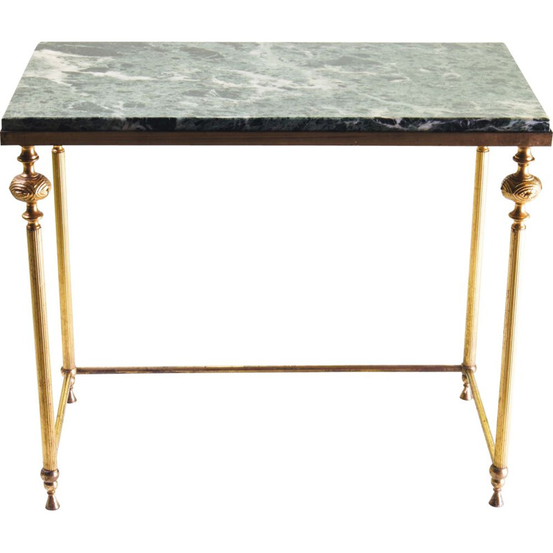 Vintage table green Marble brass Italian 1960