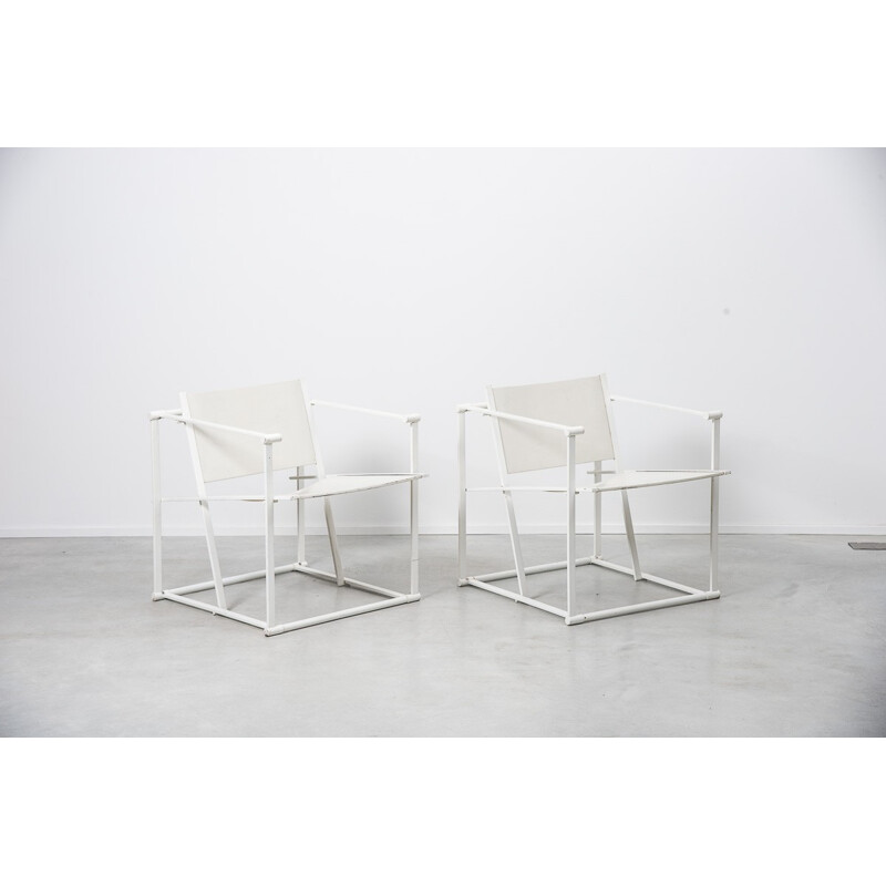 Pastoe "FM62" armchair in metal and white leather, Radboud VAN BEEKUM - 1984