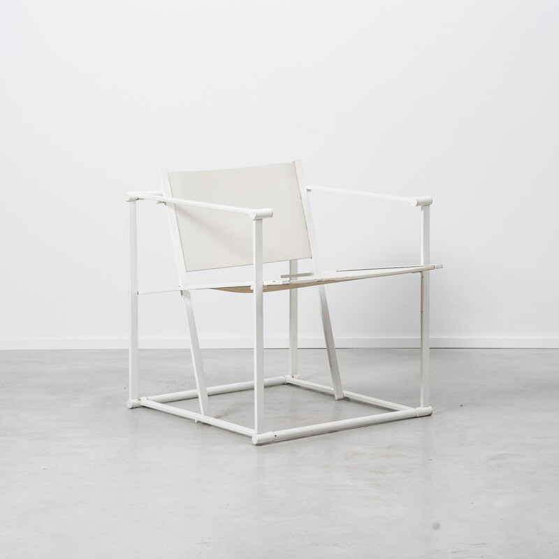 Pastoe "FM62" armchair in metal and white leather, Radboud VAN BEEKUM - 1984