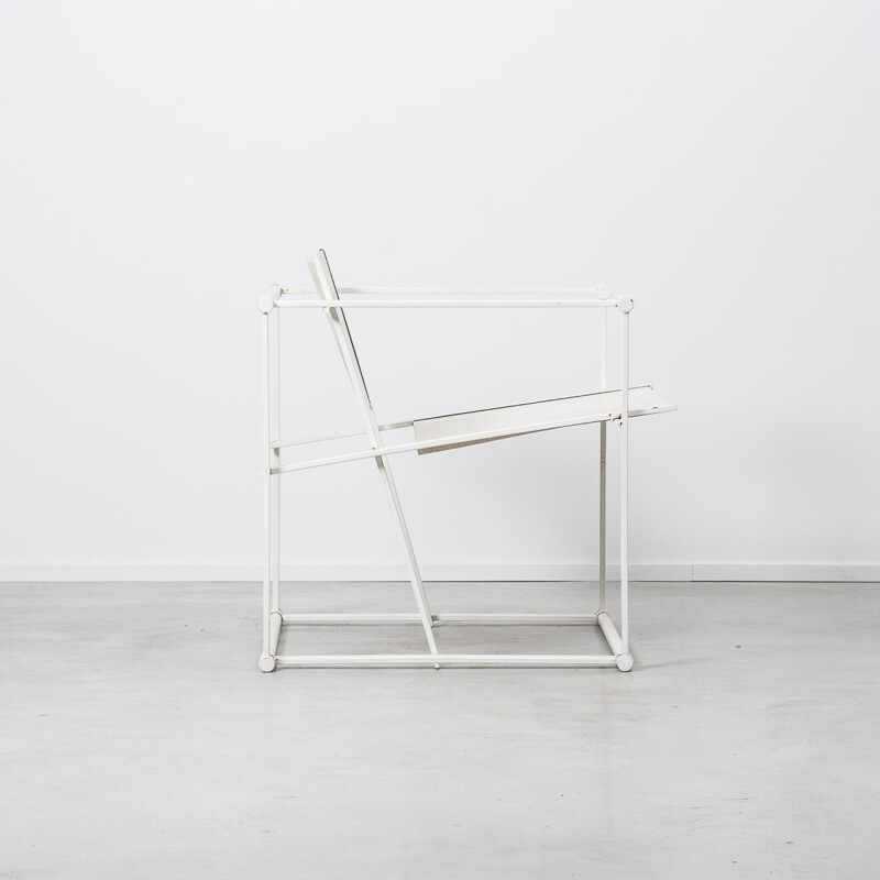 Pastoe "FM62" armchair in metal and white leather, Radboud VAN BEEKUM - 1984