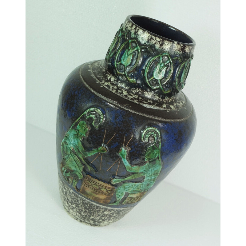 Vase allemand vintage à relief, Walter GERHARDS - 1960