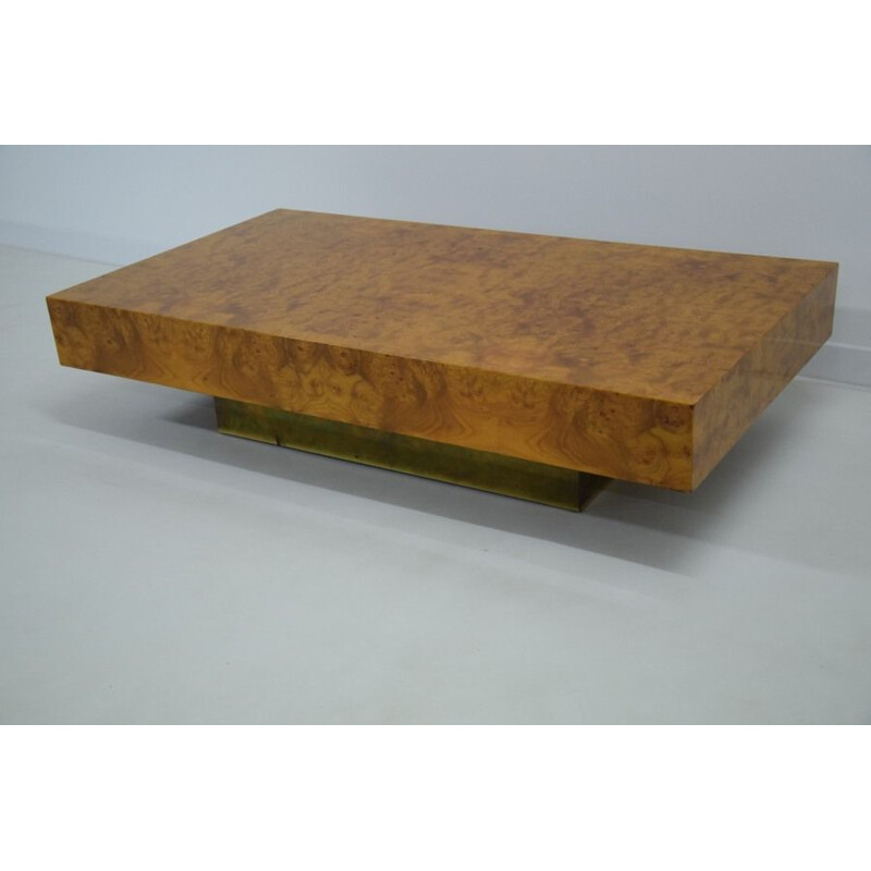 Vintage elm burl coffee table Roche Bobois 1970