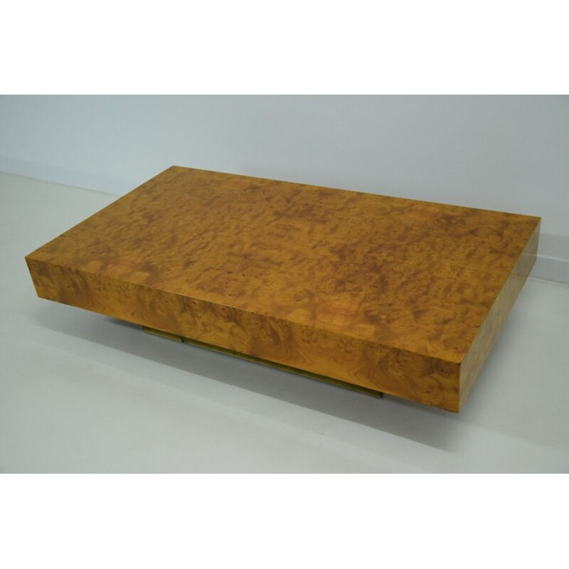 Vintage elm burl coffee table Roche Bobois 1970