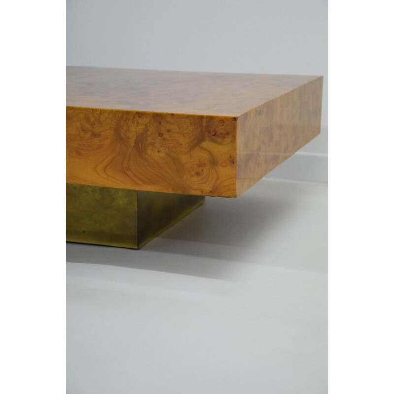 Vintage elm burl coffee table Roche Bobois 1970