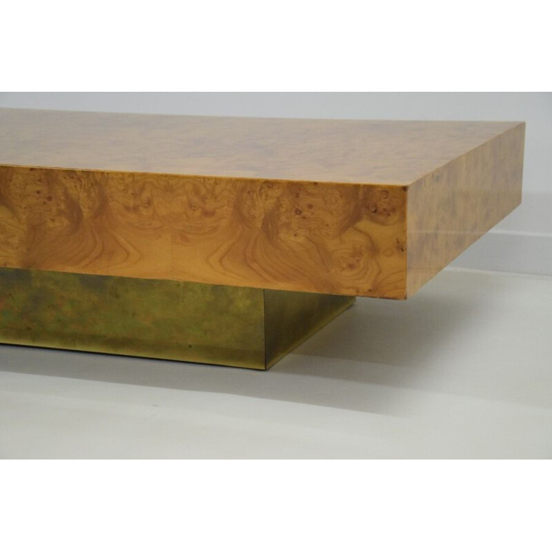 Vintage elm burl coffee table Roche Bobois 1970