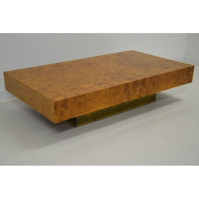 Vintage elm burl coffee table Roche Bobois 1970