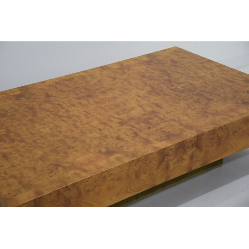 Vintage elm burl coffee table Roche Bobois 1970