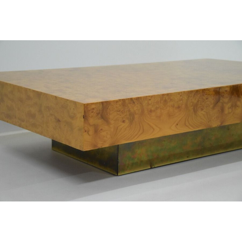 Vintage elm burl coffee table Roche Bobois 1970