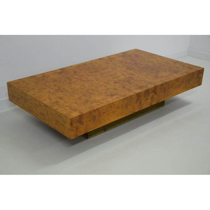 Vintage elm burl coffee table Roche Bobois 1970