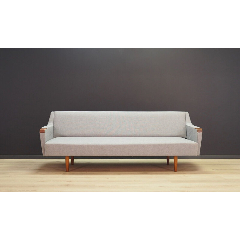 Vintage fabric and teak sofa, Denmark, 1970