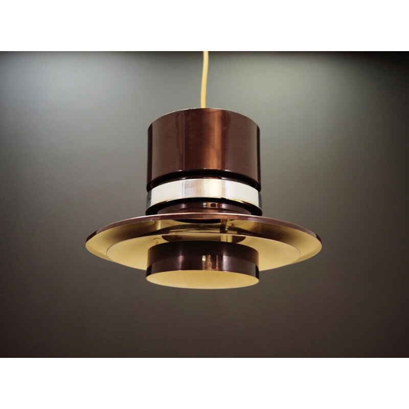 Vintage pendant lamp in brown metal danish 1970