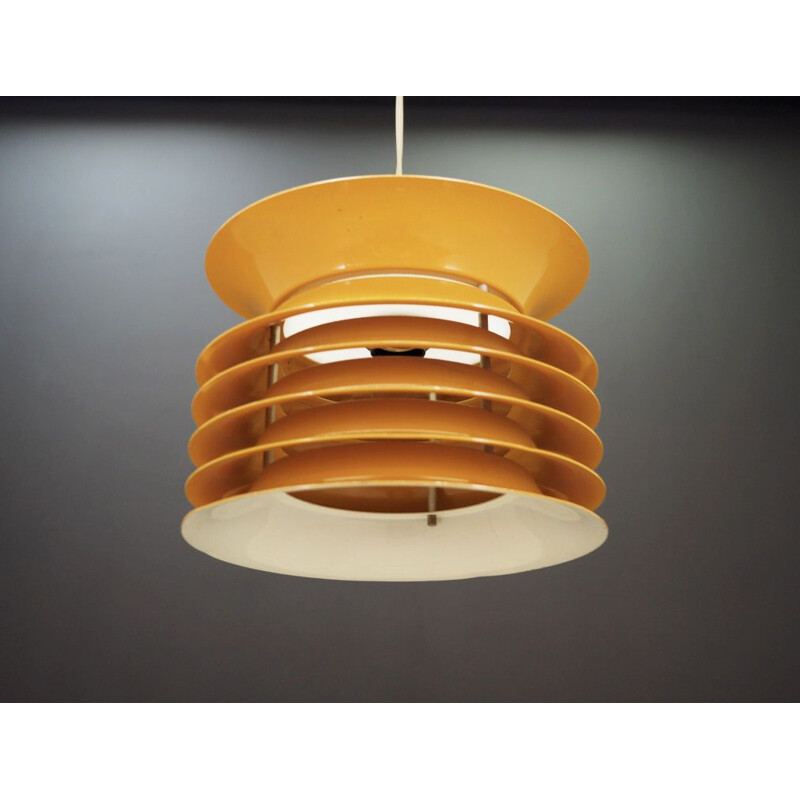 Vintage pendant lamp in yellow plastic scandinavian 1970