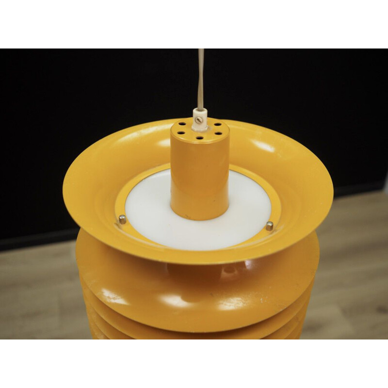 Vintage pendant lamp in yellow plastic scandinavian 1970