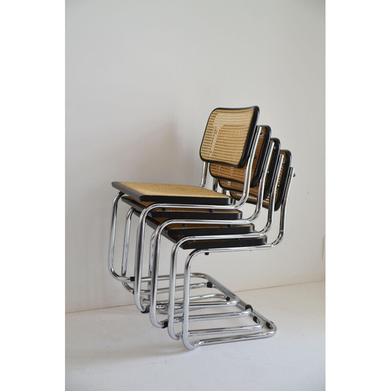 Ensemble de 4 chaises vintage Cesca de Marcel Breuer Itlalie
