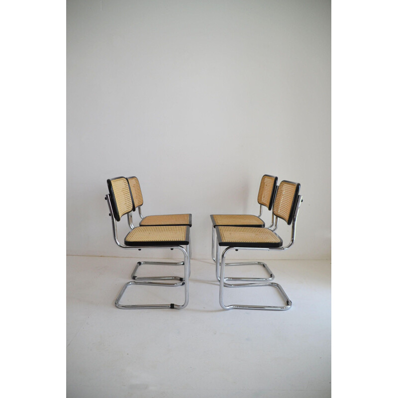 Ensemble de 4 chaises vintage Cesca de Marcel Breuer Itlalie