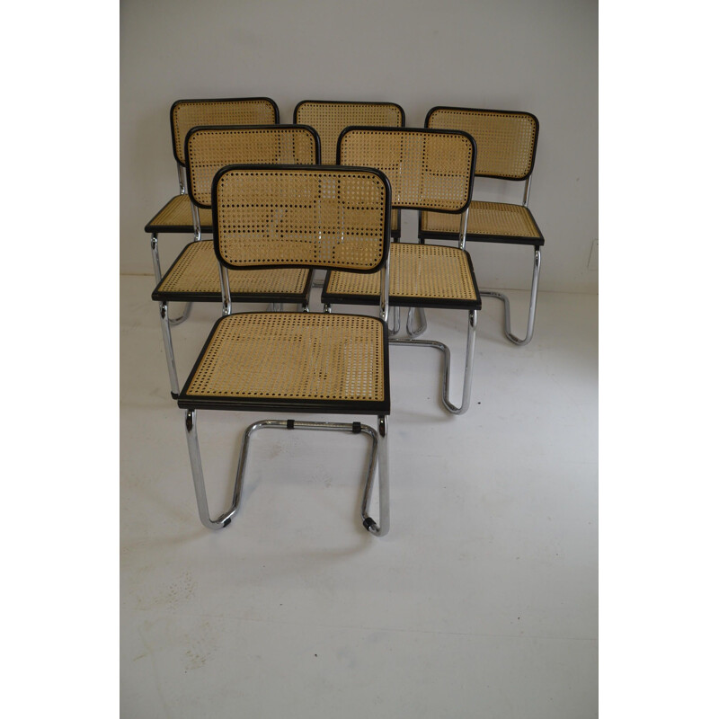Ensemble de 6 chaises vintage Cesca B32 de Marcel Breuer 1970