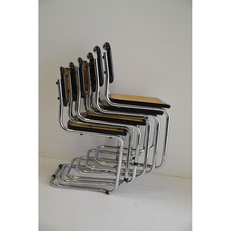 Set of 6 vintage chairs Cesca B32 by Marcel Breuer 1970