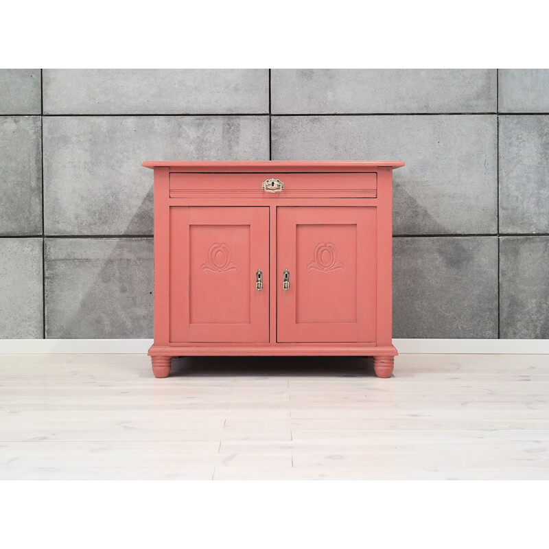 Pink vintage oak cabinet, Danish 1950