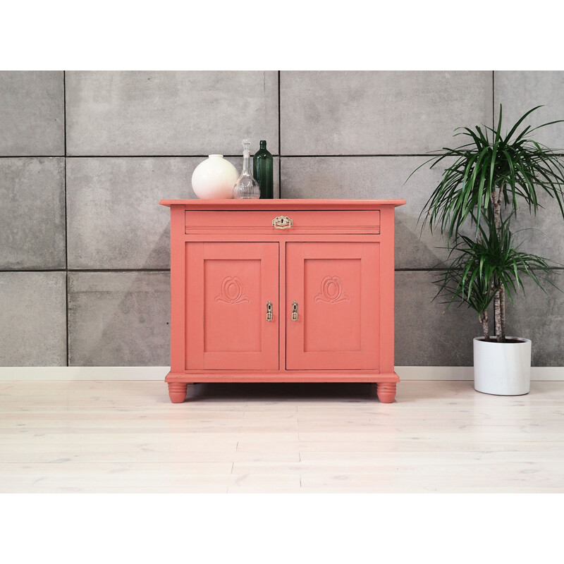 Pink vintage oak cabinet, Danish 1950