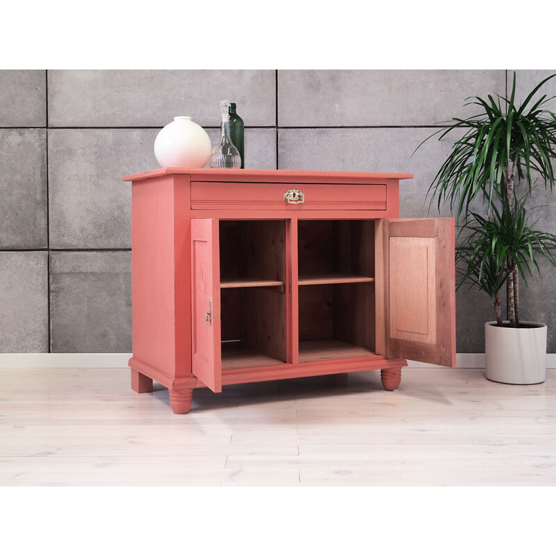 Pink vintage oak cabinet, Danish 1950