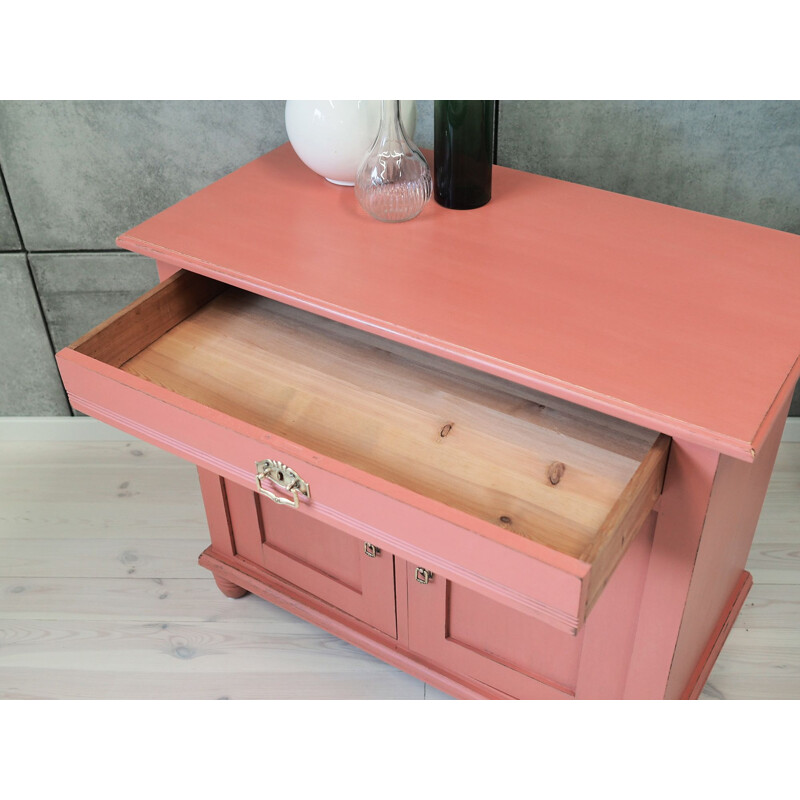 Pink vintage oak cabinet, Danish 1950