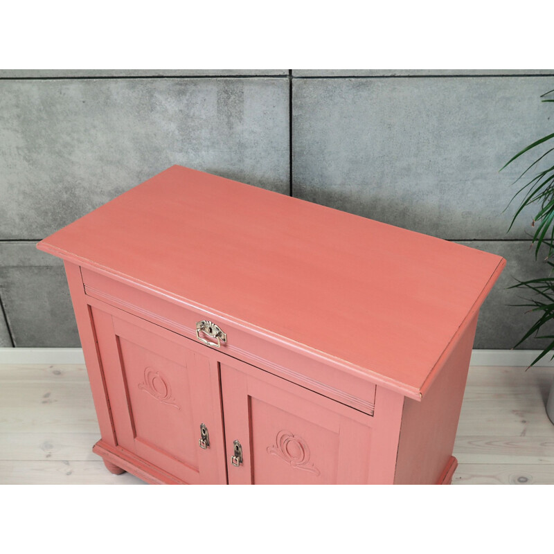 Pink vintage oak cabinet, Danish 1950