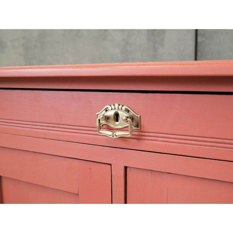 Pink vintage oak cabinet, Danish 1950