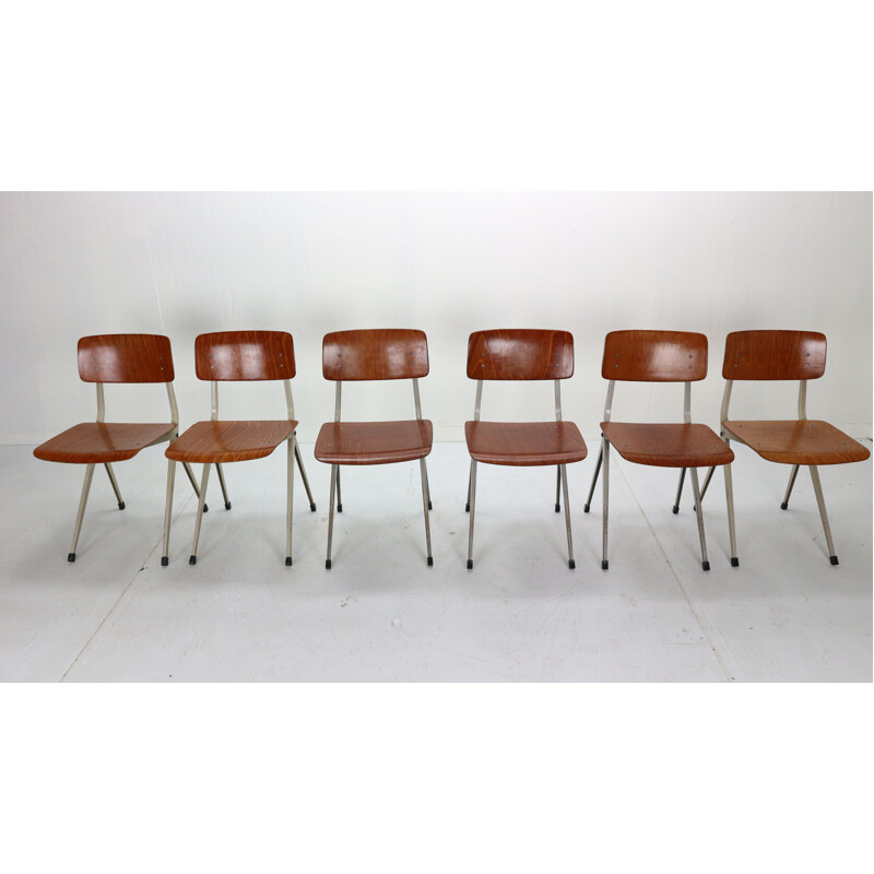 Set of 6 vintage S201 Industrial Chairs Ynske Kooistra for Marko Holland 1950s 