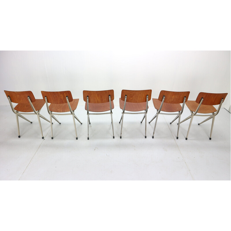 Lot de 6 chaises industrielles vintage S201 Ynske Kooistra pour Marko Holland 1950 