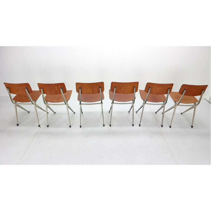 Set of 6 vintage S201 Industrial Chairs Ynske Kooistra for Marko Holland 1950s 