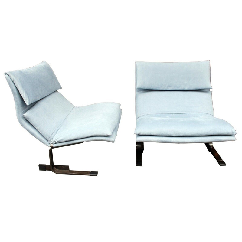 Pair of Vintage Lounge Armchairs 'Onda' Wave by Giovanni Offredi for Saporiti, 1970