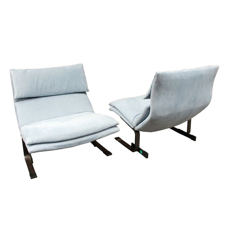 Pair of Vintage Lounge Armchairs 'Onda' Wave by Giovanni Offredi for Saporiti, 1970