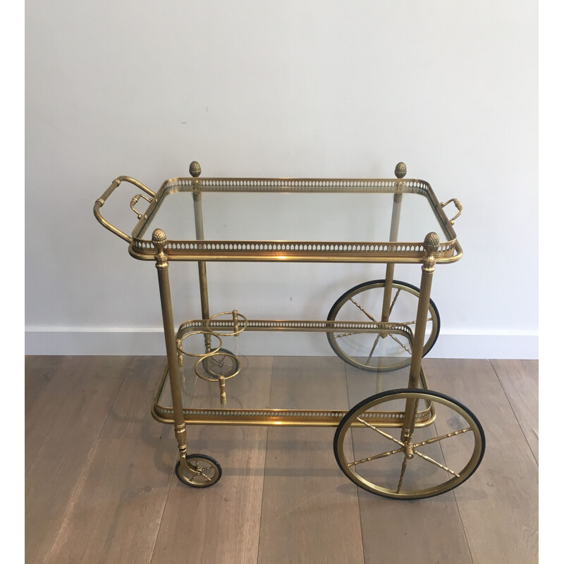 Vintage  Rolling Table Neoclassical style Brass 1940s