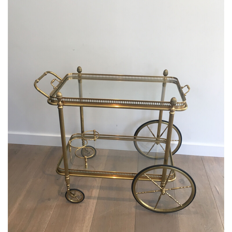 Vintage  Rolling Table Neoclassical style Brass 1940s