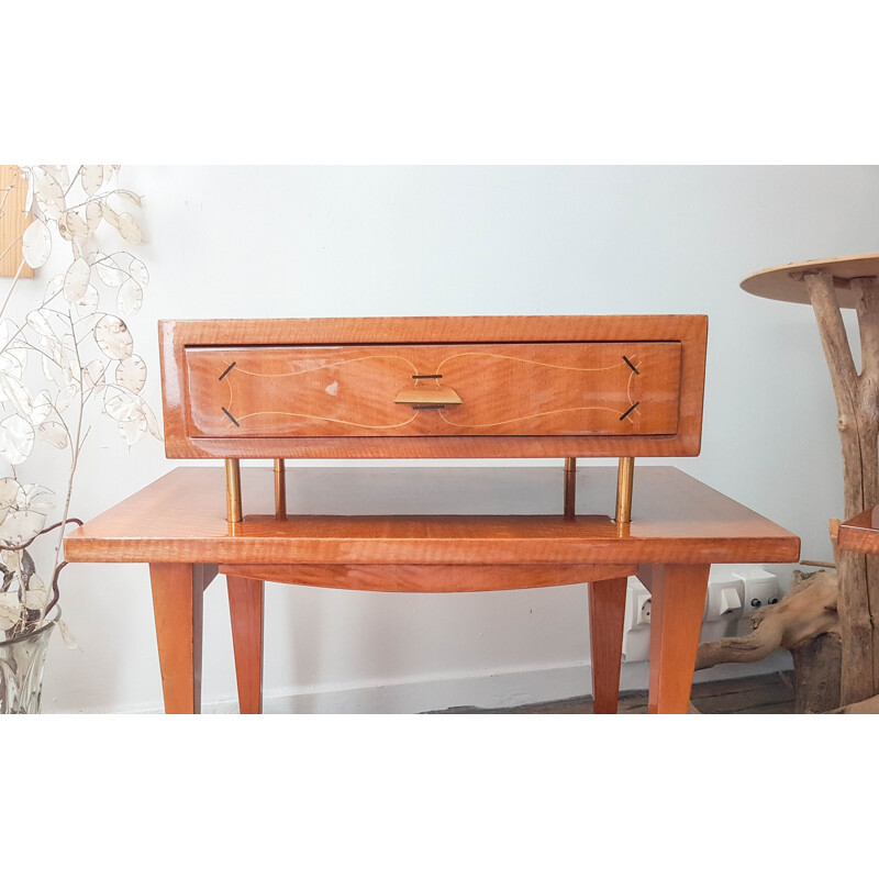 Pair of vintage  veneer bedside tables Scandinavian 1950's